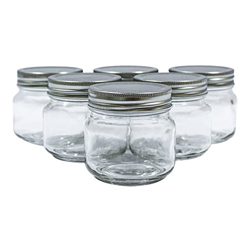 Golden Spoon Mason Jars, With Regular Lids, And Lids for Drinking, Dishwasher Safe, BPA Free, (Set of 6) (8 oz)