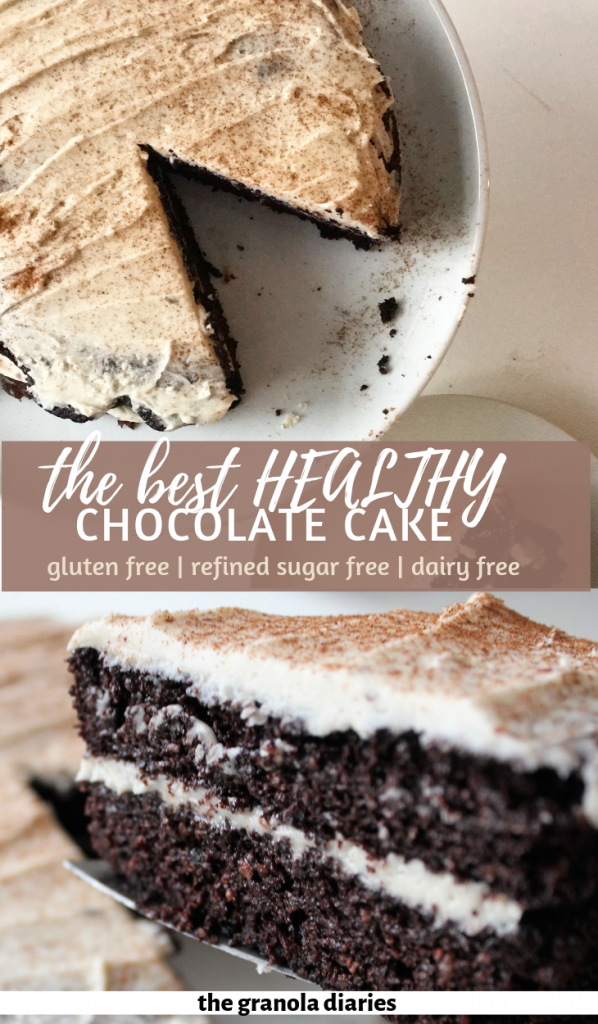 This Healthy Chocolate Hazelnut Cake is gluten free, refined sugar free, dairy free, and grain free, and Paleo. #healthycake #healthychocolatecake #glutenfree #paleocake #sugarfree 