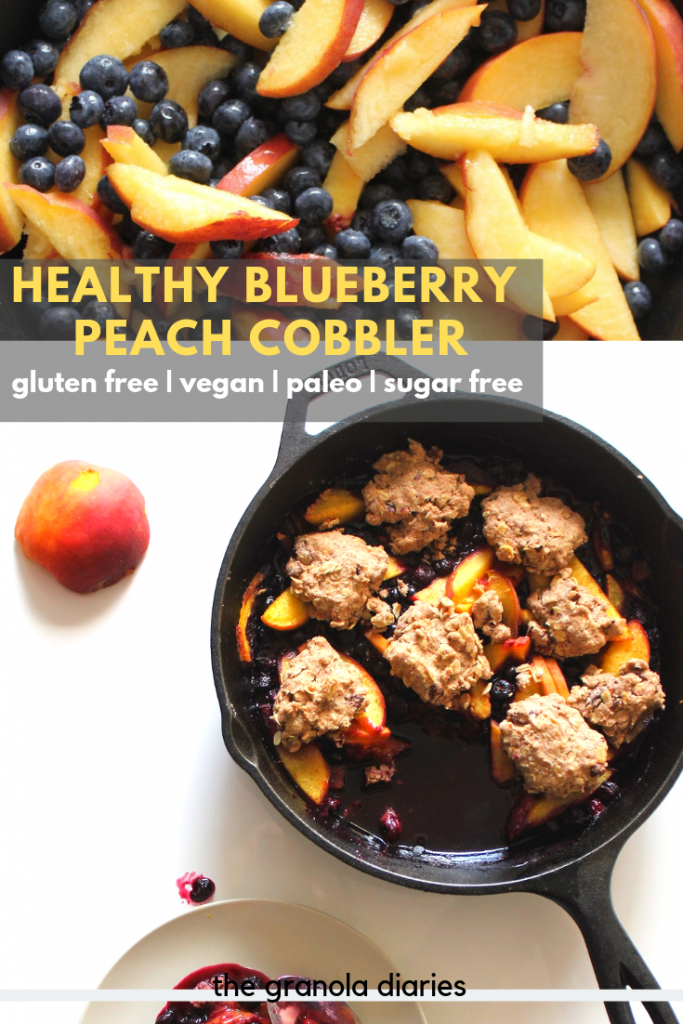 Healthy blueberry peach cobbler