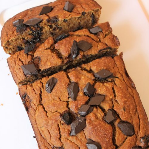 Healthy Pumpkin Banana Bread you can make with just 5 main ingredients, using a blender! No hand mixing or bowl cleaning required. Gluten Free & Vegan Option!