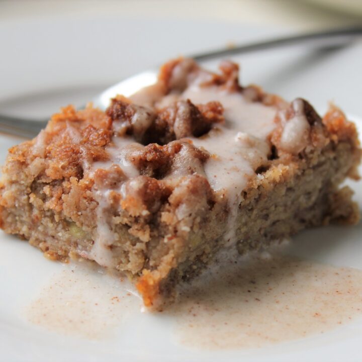 close up of banana coffee cake