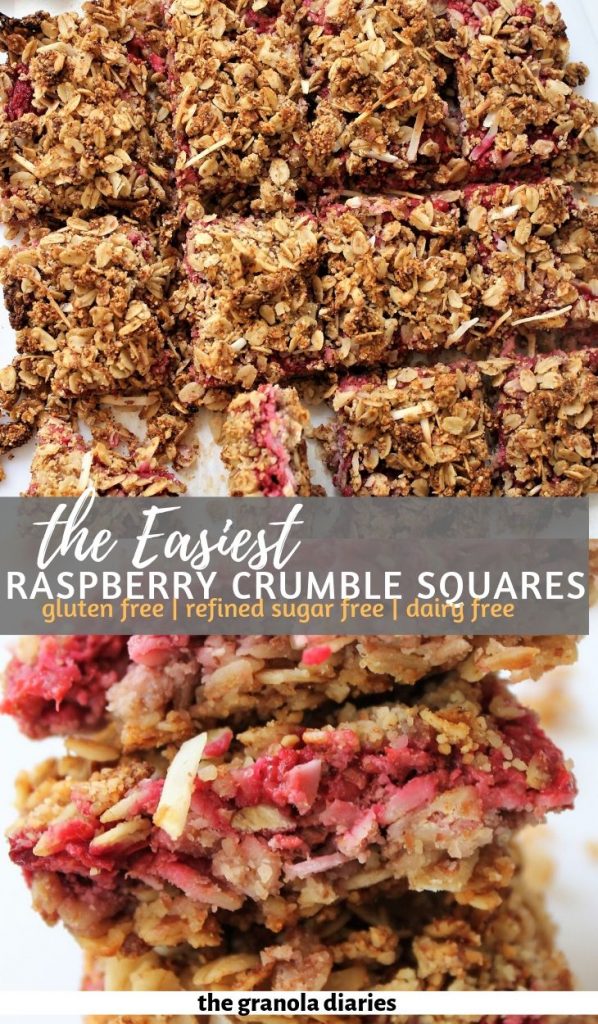 Easy Raspberry Crumble Bars Recipe! #raspberrycrumblesquares #raspberryoatsquares #healthytreatrecipes