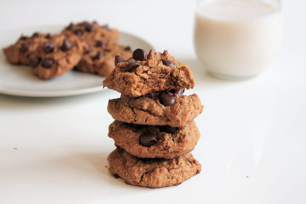 Stack of flourless almond butter cookies