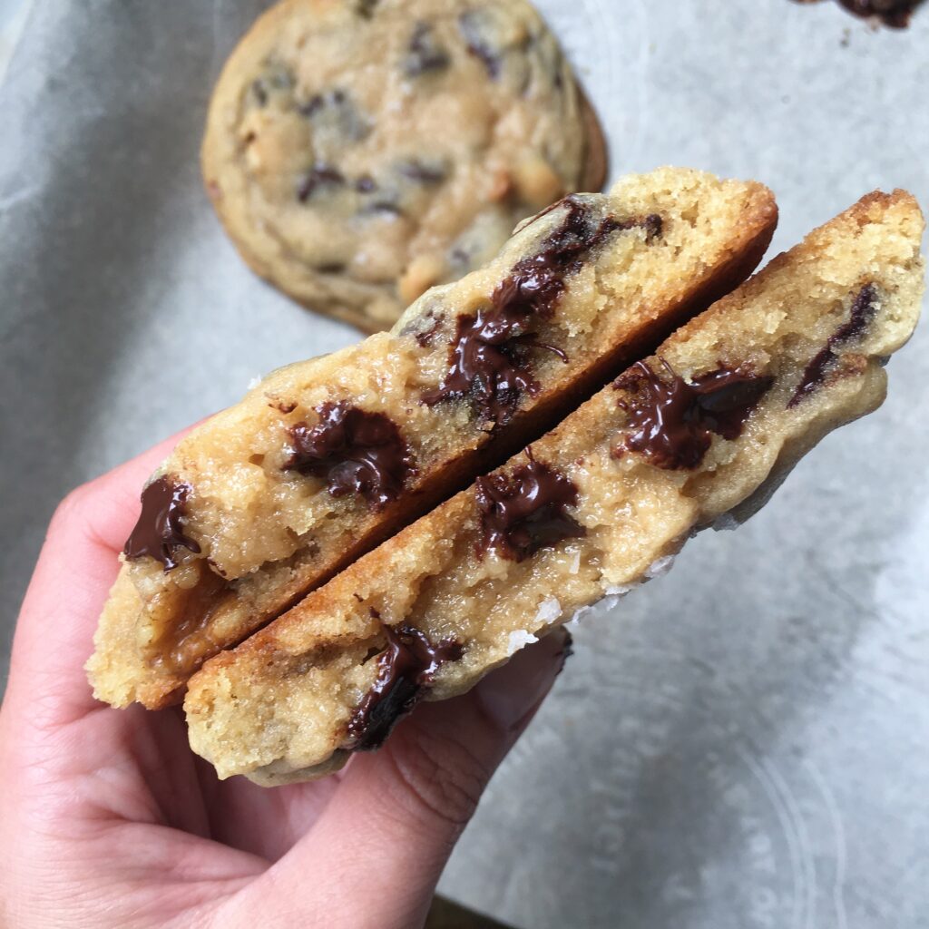 inside of a cookie broken in half