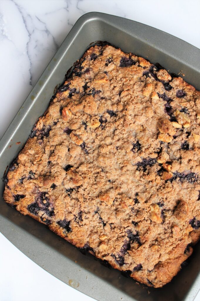 whole blueberry buckle after oven