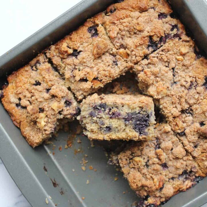 Refined Sugar Free & Gluten Free Healthy Blueberry Buckle