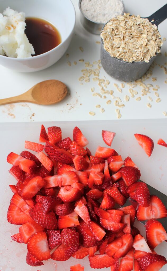 cut up strawberries