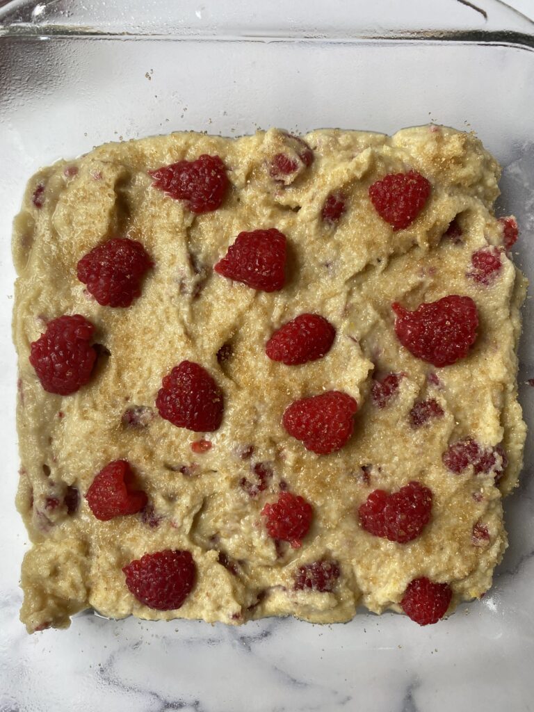 raspberry summer cake, before baking