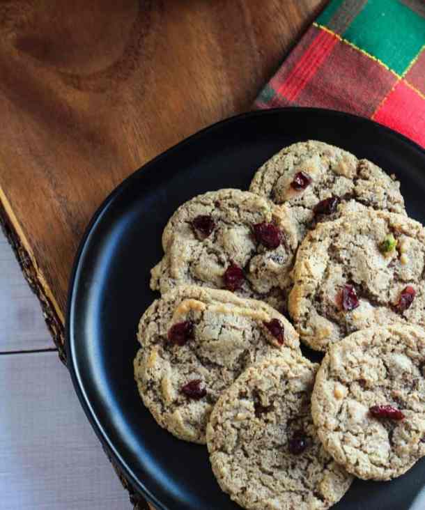 vegan cranberry cookies on plate